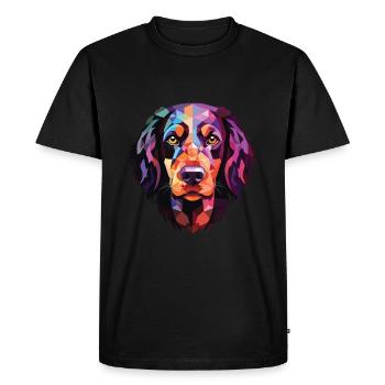 Munsterlander Large Dog Breed Colorful Watercolor - Men's Premium Organic T-Shirt - black - Front - Nico (187cm)