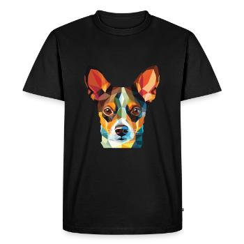 Rat Terrier Dog Breed Watercolor Illustration - Men's Premium Organic T-Shirt - black - Front - Nico (187cm)