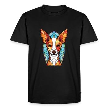 Portugais Podengo Pequeno race chien aquarelle - T-shirt Premium bio Homme - noir - Devant - Nico (187cm)