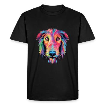 Lévrier écossais chien race aquarelle colorée - T-shirt Premium bio Homme - noir - Devant - Nico (187cm)