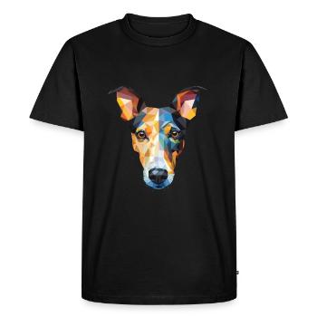 Smooth Fox Terrier Dog Breed Colorful Watercolor - Men's Premium Organic T-Shirt - black - Front - Nico (187cm)