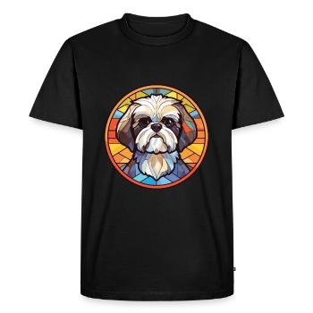 Shih Tzu Lap Dog Breed Watercolor Illustration - Men's Premium Organic T-Shirt - black - Front - Nico (187cm)