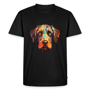 Wirehaired Pointing Dog Breed Colorful Watercolor - Men's Premium Organic T-Shirt - black - Front - Nico (187cm)