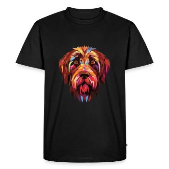 Wirehaired Pointing Griffon Dog Breed Watercolor - Men's Premium Organic T-Shirt - black - Front - Nico (187cm)