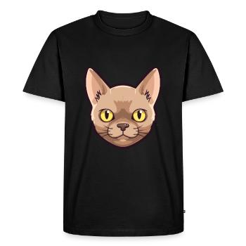 Burmese Cat Cartoon Watercolor Illustration - Men's Premium Organic T-Shirt - black - Front - Nico (187cm)