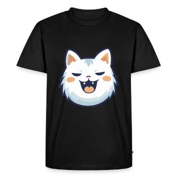 Asian Cat Colorful Cartoon Watercolor Illustration - Men's Premium Organic T-Shirt - black - Front - Nico (187cm)