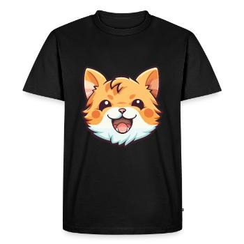 Manx Cat Coloré Cartoon Aquarelle Illustration - T-shirt Premium bio Homme - noir - Devant - Nico (187cm)