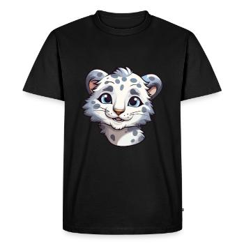 Léopard des neiges bébé chat dessin animé aquarelle Clipart - T-shirt Premium bio Homme - noir - Devant - Nico (187cm)