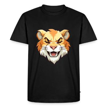 Liger hybride Lion tigre chat dessin animé Art de l’aquarelle - T-shirt Premium bio Homme - noir - Devant - Nico (187cm)