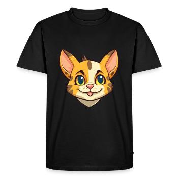Savannah Cat Cartoon Watercolor Illustration - Men's Premium Organic T-Shirt - black - Front - Nico (187cm)