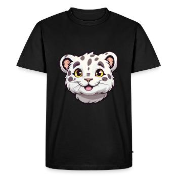 Léopard des neiges bébé chat dessin animé aquarelle Clipart - T-shirt Premium bio Homme - noir - Devant - Nico (187cm)