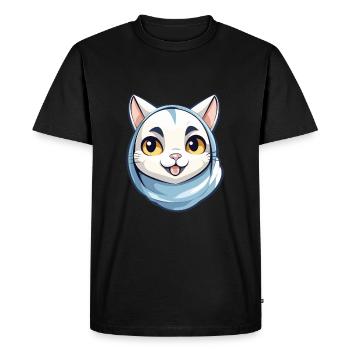 Arabian Mau Cat Cartoon Watercolor Illustration - Men's Premium Organic T-Shirt - black - Front - Nico (187cm)