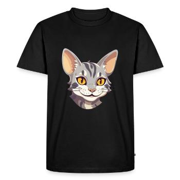 Illustration à l’aquarelle de dessin animé de chat Mau égyptien - T-shirt Premium bio Homme - noir - Devant - Nico (187cm)