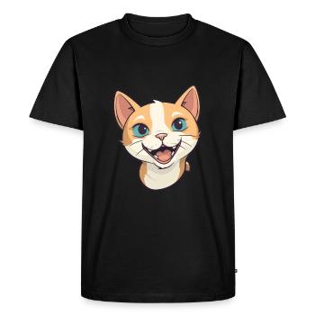 German Rex Cat Cartoon Watercolor Illustration - Men's Premium Organic T-Shirt - black - Front - Nico (187cm)