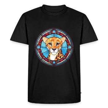 Cheetah Colorful Watercolor Animal Illustration - Men's Premium Organic T-Shirt - black - Front - Nico (187cm)