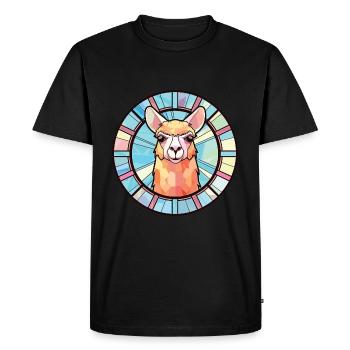 Alpaga aquarelle colorée Animal animal de compagnie Illustration - T-shirt Premium bio Homme - noir - Devant - Nico (187cm)