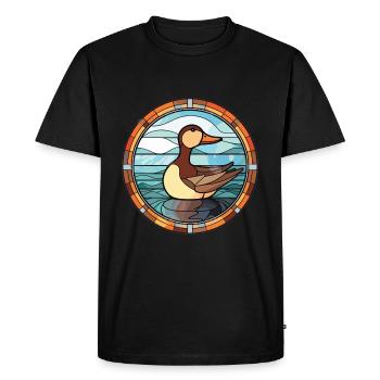 Duck Colorful Watercolor Animal Pet Illustration - Men's Premium Organic T-Shirt - black - Front - Nico (187cm)