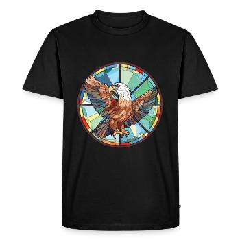 Eagle Colorful Watercolor Animal Pet Illustration - Men's Premium Organic T-Shirt - black - Front - Nico (187cm)