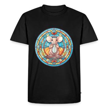 Mouse Colorful Watercolor Animal Pet Illustration - Men's Premium Organic T-Shirt - black - Front - Nico (187cm)