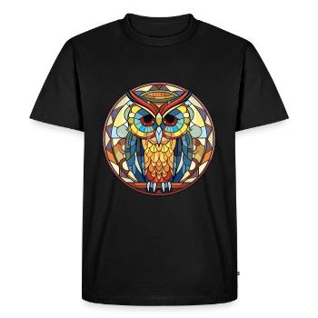 Hibou aquarelle colorée Animal animal de compagnie Illustration - T-shirt Premium bio Homme - noir - Devant - Nico (187cm)