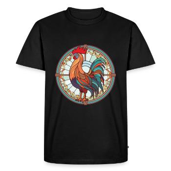 Rooster Colorful Watercolor Animal Illustration - Men's Premium Organic T-Shirt - black - Front - Nico (187cm)
