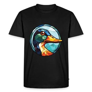 Duck Colorful Watercolor Animal Pet Illustration - Men's Premium Organic T-Shirt - black - Front - Nico (187cm)