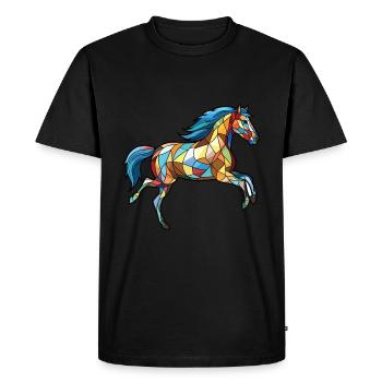 Cheval en cours d’exécution galop aquarelle colorée Animal - T-shirt Premium bio Homme - noir - Devant - Nico (187cm)