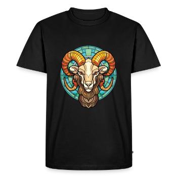 Ram Colorful Watercolor Animal Pet Illustration - Men's Premium Organic T-Shirt - black - Front - Nico (187cm)