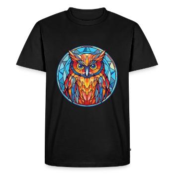 Hibou aquarelle colorée Animal animal de compagnie Illustration - T-shirt Premium bio Homme - noir - Devant - Nico (187cm)