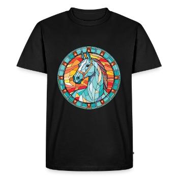 Cheval Aquarelle Colorée Animal Illustration D’animaux De Compagnie - T-shirt Premium bio Homme - noir - Devant - Nico (187cm)