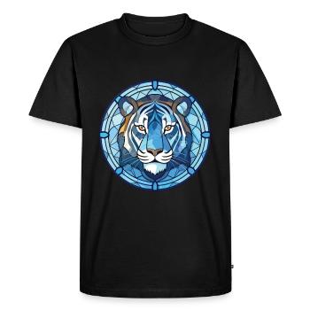 Bleu Aquatique Tigre Aquarelle Colorée Animal de compagnie - T-shirt Premium bio Homme - noir - Devant - Nico (187cm)