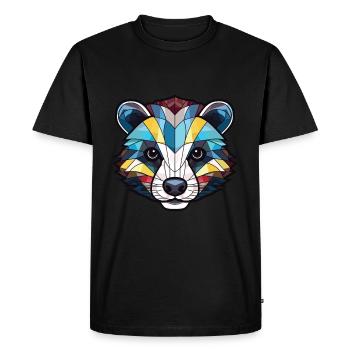 Blaireau Aquarelle Colorée Animal Illustration D’animaux De Compagnie - T-shirt Premium bio Homme - noir - Devant - Nico (187cm)