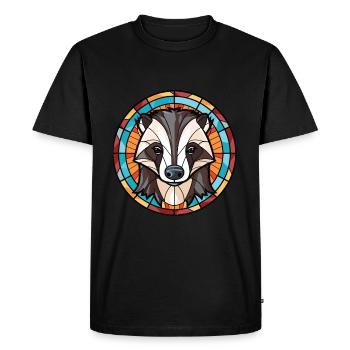 Blaireau Aquarelle Colorée Animal Illustration D’animaux De Compagnie - T-shirt Premium bio Homme - noir - Devant - Nico (187cm)