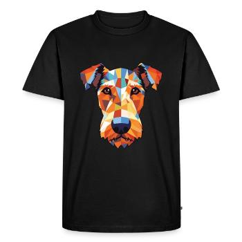 Airedale Terrier chien aquarelle colorée Animal - T-shirt Premium bio Homme - noir - Devant - Nico (187cm)