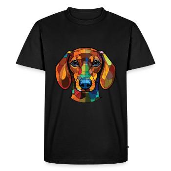 Teckel Chien Aquarelle Colorée Animal Cartoon - T-shirt Premium bio Homme - noir - Devant - Nico (187cm)