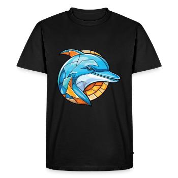 Dolphin Colorful Watercolor Animal Illustration - Men's Premium Organic T-Shirt - black - Front - Nico (187cm)