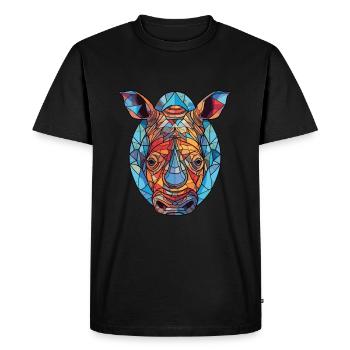 Rhinocéros aquarelle colorée Animal animal de compagnie Illustration - T-shirt Premium bio Homme - noir - Devant - Nico (187cm)