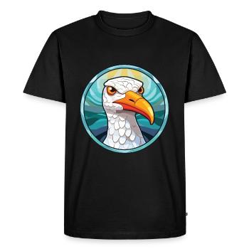 Mouette colorée aquarelle Animal Illustration - T-shirt Premium bio Homme - noir - Devant - Nico (187cm)