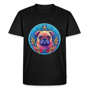 Chien coloré Aquarelle colorée Animal Cartoon - T-shirt Premium bio Homme - noir - Devant - Nico (187cm)