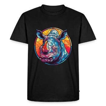 Rhinocéros aquarelle colorée Animal animal de compagnie Illustration - T-shirt Premium bio Homme - noir - Devant - Nico (187cm)