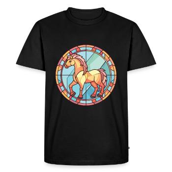 Poney Bébé Cheval Aquarelle Colorée Animal Cartoon - T-shirt Premium bio Homme - noir - Devant - Nico (187cm)