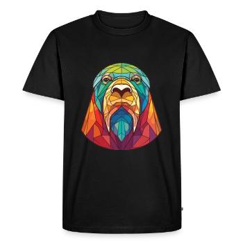 Morse aquarelle colorée Animal animal animal Illustration - T-shirt Premium bio Homme - noir - Devant - Nico (187cm)