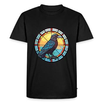 Corbeau Coloré Aquarelle Animal Animal De Compagnie Illustration - T-shirt Premium bio Homme - noir - Devant - Nico (187cm)
