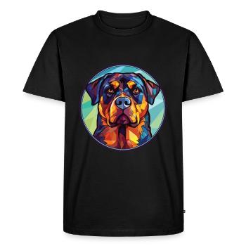 Rottweiler Chien Aquarelle Colorée Animal Cartoon - T-shirt Premium bio Homme - noir - Devant - Nico (187cm)