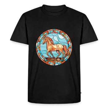 Cheval Coloré Aquarelle Animal Animal De Compagnie Illustration - T-shirt Premium bio Homme - noir - Devant - Nico (187cm)