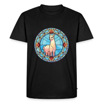 Alpaga aquarelle colorée Animal animal de compagnie Illustration - T-shirt Premium bio Homme - noir - Devant - Nico (187cm)