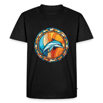 Dolphin Colorful Watercolor Animal Illustration - Men's Premium Organic T-Shirt - black - Front - Nico (187cm)