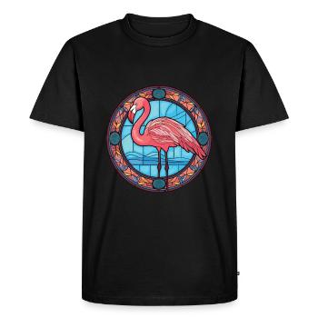 Illustration animale aquarelle colorée de flamant rose - T-shirt Premium bio Homme - noir - Devant - Nico (187cm)