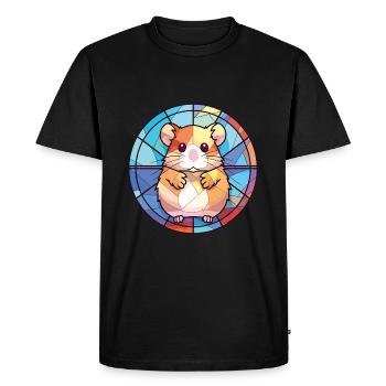 Illustration animale aquarelle colorée de hamster - T-shirt Premium bio Homme - noir - Devant - Nico (187cm)
