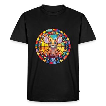 Mouse Colorful Watercolor Animal Pet Illustration - Men's Premium Organic T-Shirt - black - Front - Nico (187cm)